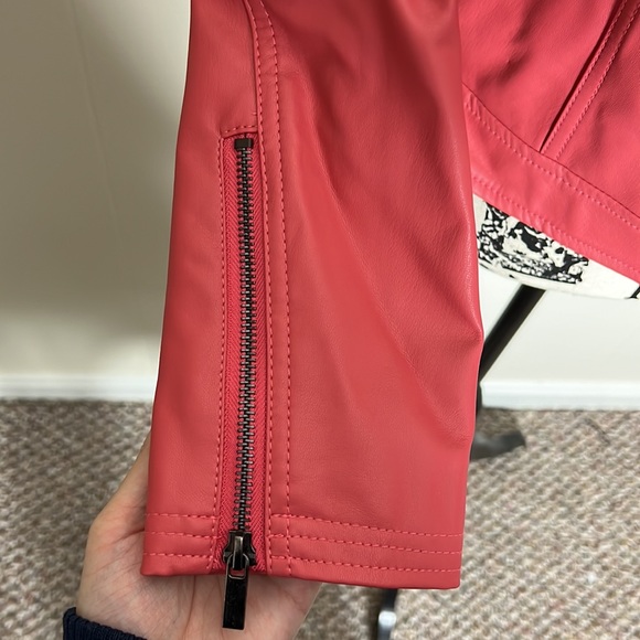 Hot Pink Faux Leather Moto Jacket - Picture 5 of 9